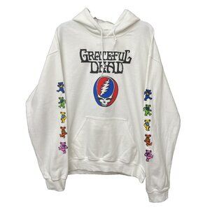 Grateful Dead Steal Your Face Logo Dancing Bear Hoodie Size Large White